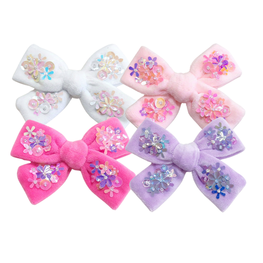 Velvet Sequin Pinwheel Bows