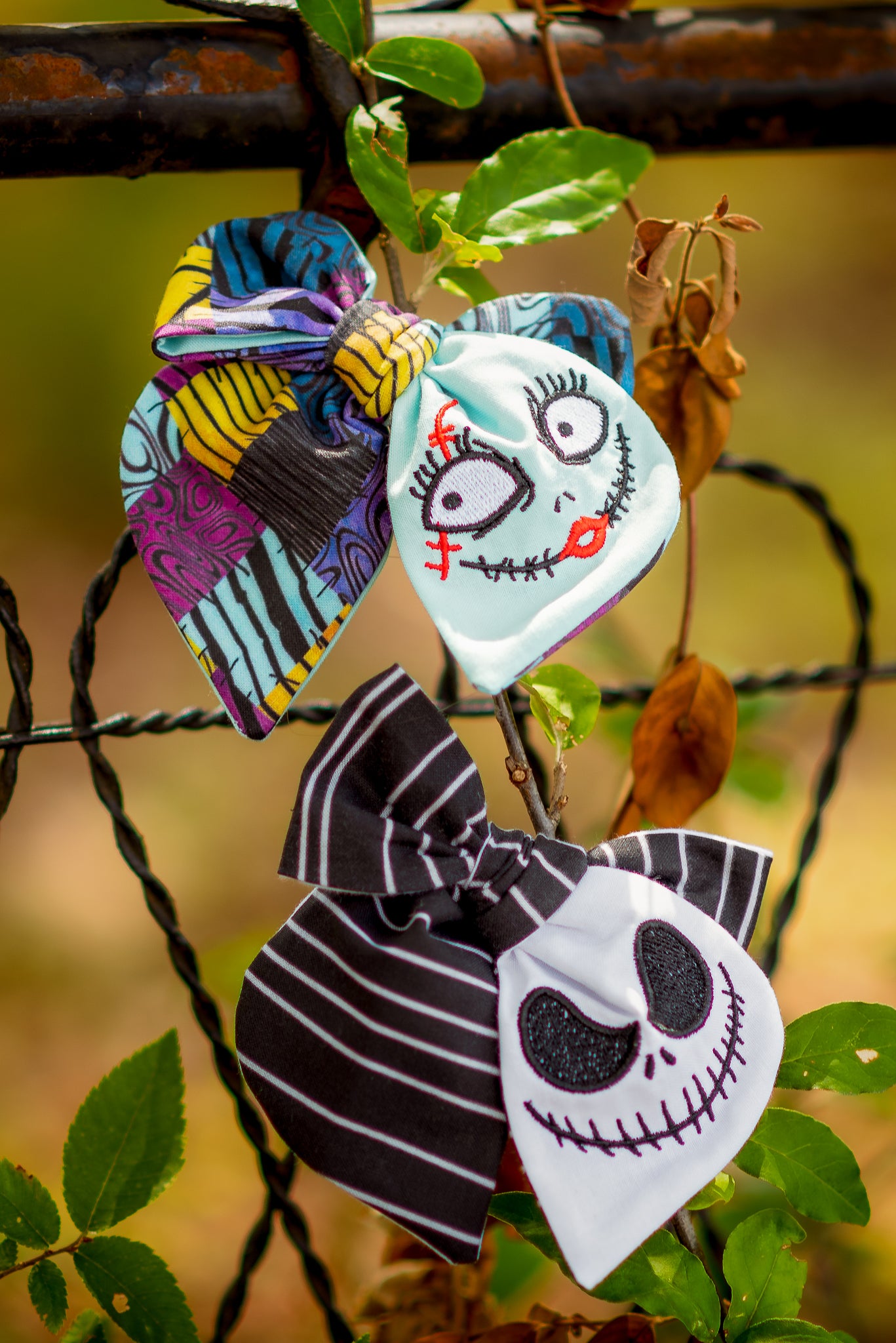 Nightmare Before Halloween Embroidered Bows