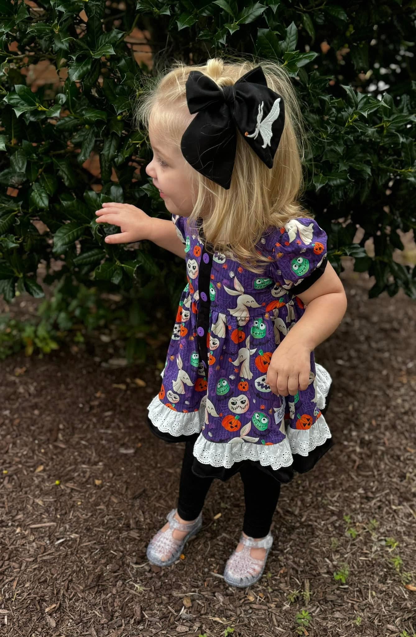 Nightmare Before Halloween Embroidered Bows