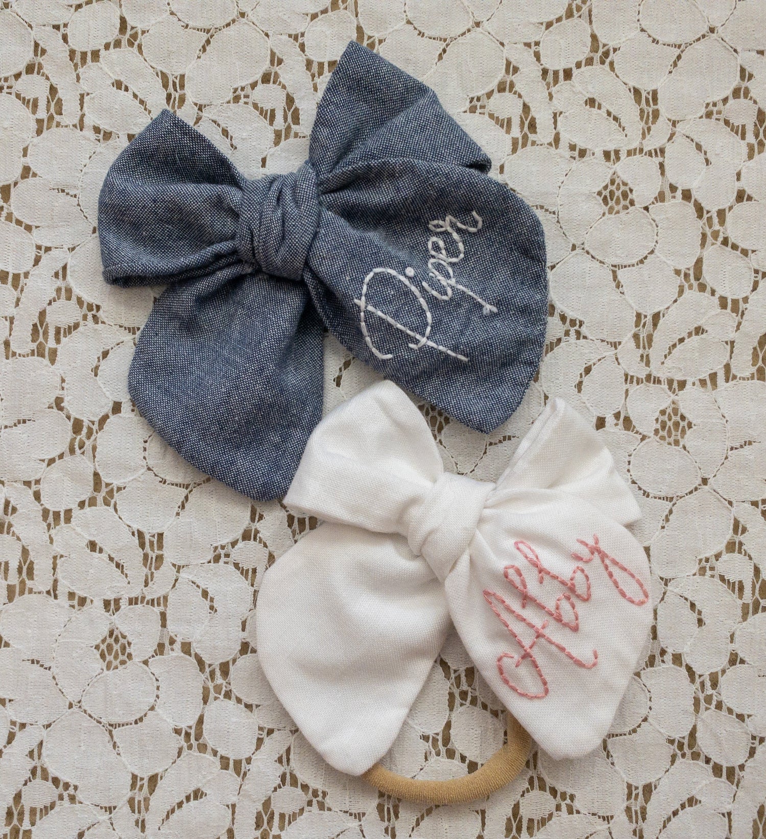 Hand Embroidered Bows