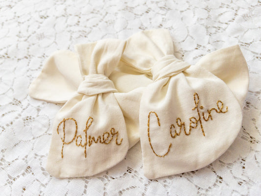 OG Ivory and Matte Gold Name Bow
