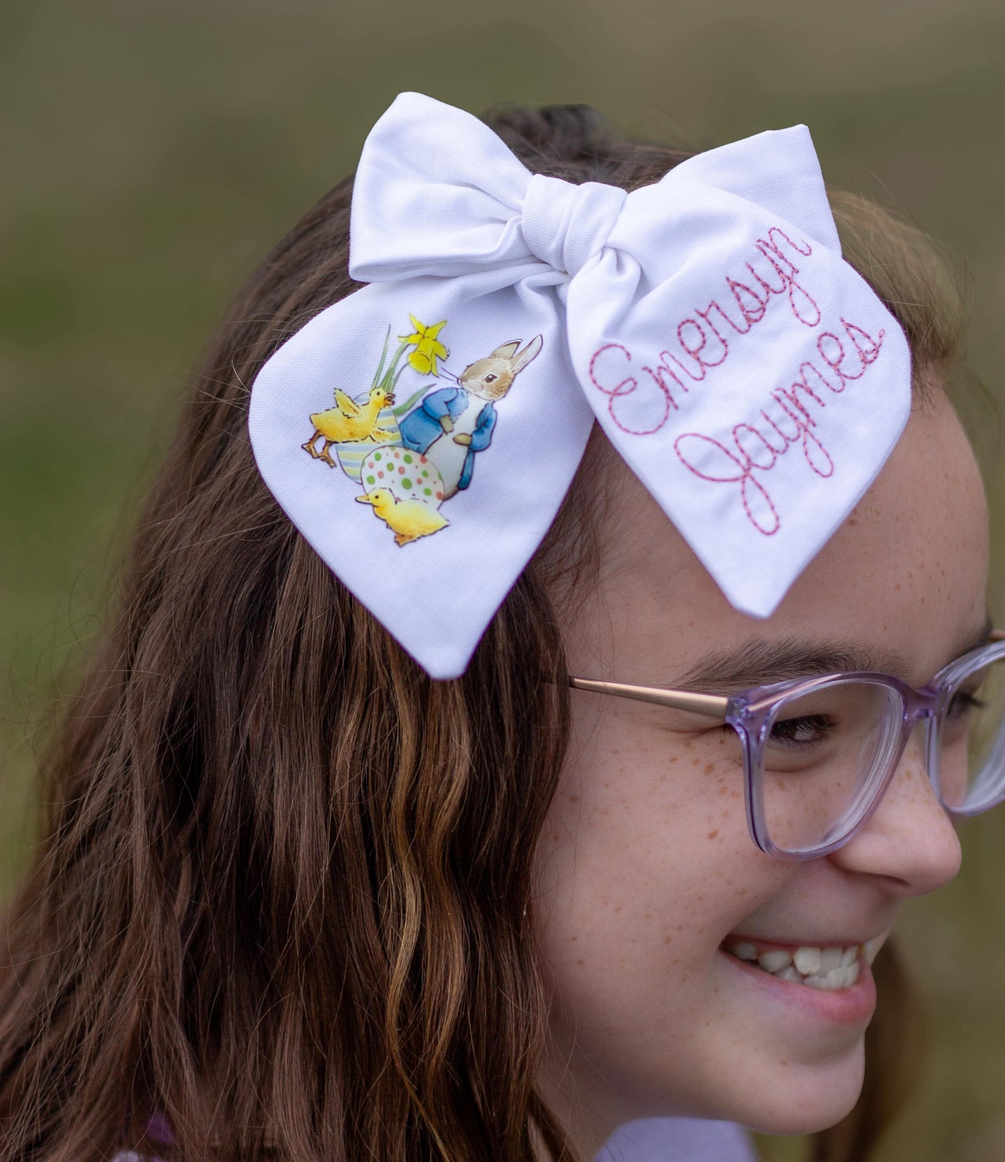 Peter and Friends Personalized Emboirdered Bows