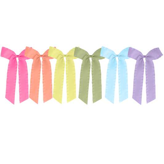 Spring Satin Ruffle Long Tail Bow