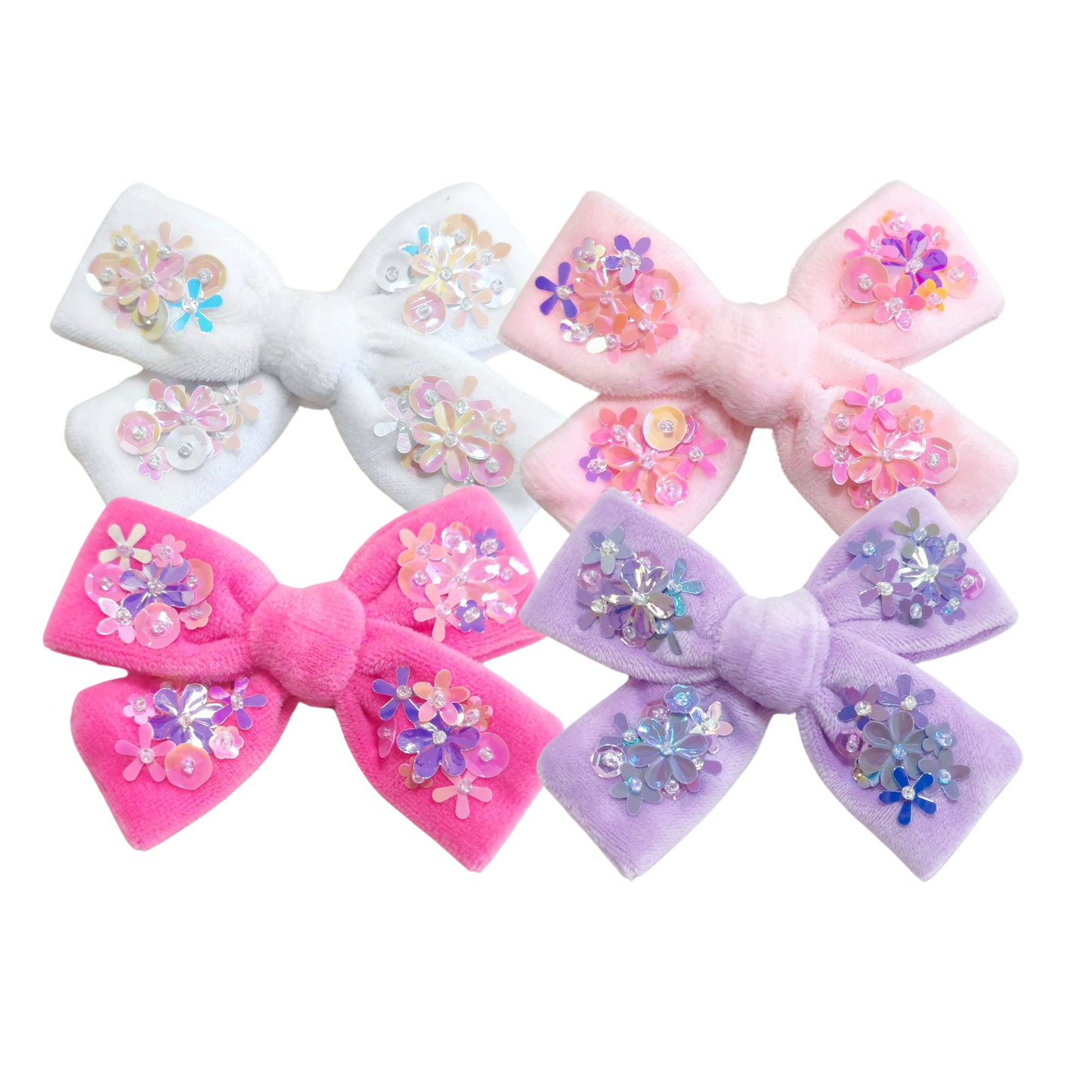 Velvet Sequin Pinwheel Bows