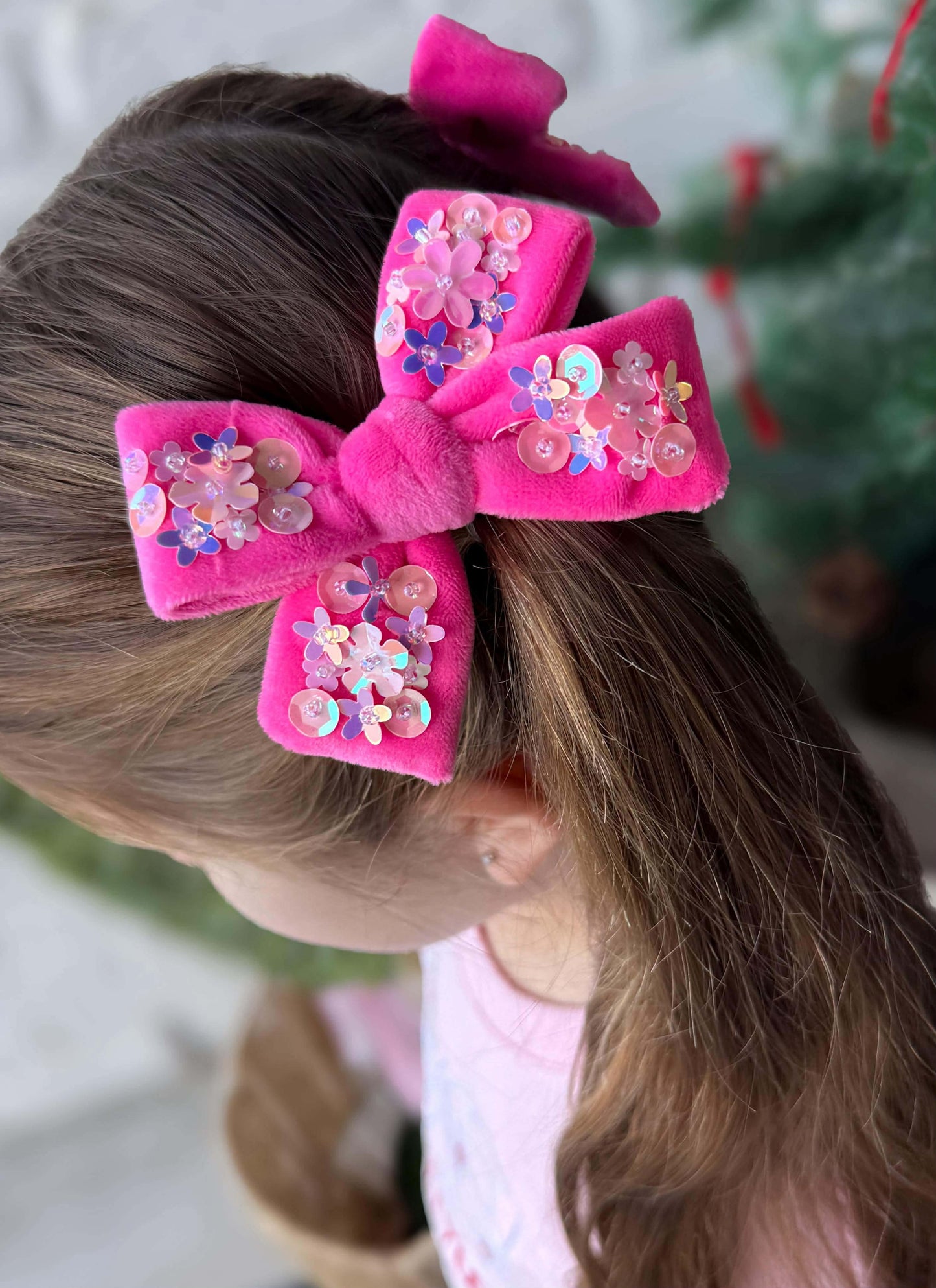 Velvet Sequin Pinwheel Bows