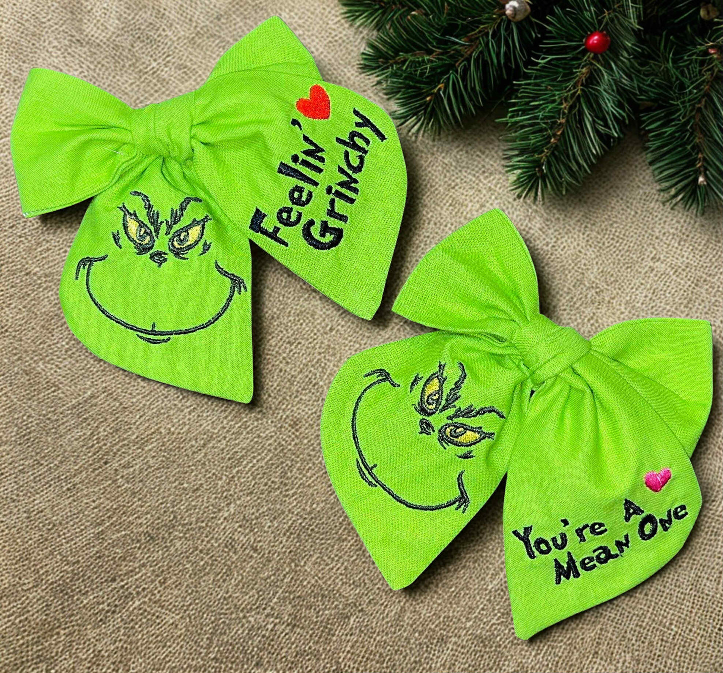 Meanie Greenie Collab with LVC and The Willing Accomplice - Solid Green Bows