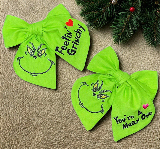 Meanie Greenie Collab with LVC and The Willing Accomplice - Solid Green Bows