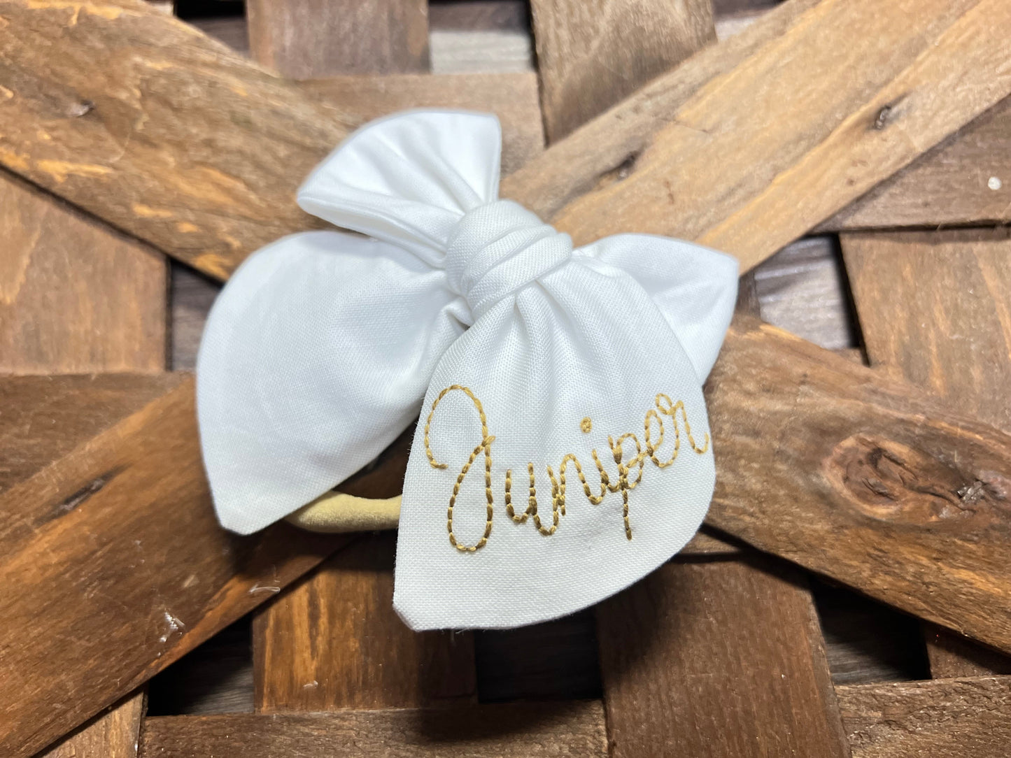 OG Ivory and Matte Gold Name Bow