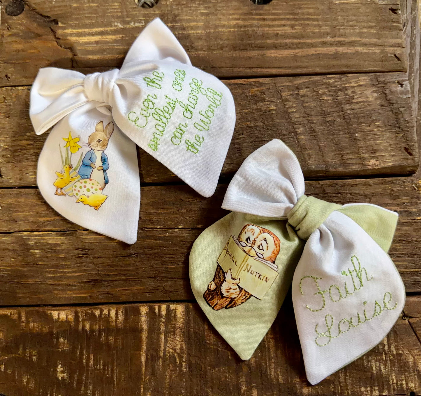 Peter and Friends Personalized Emboirdered Bows