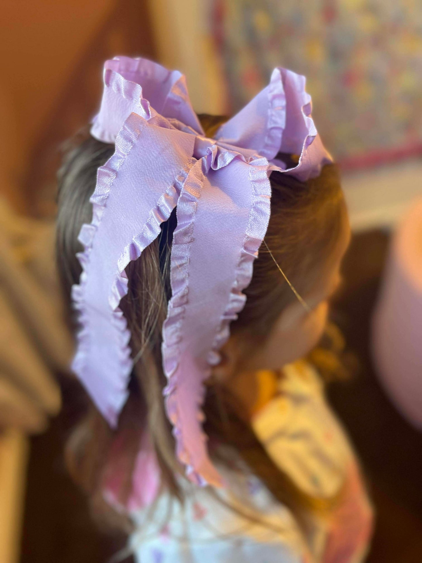Spring Satin Ruffle Long Tail Bow