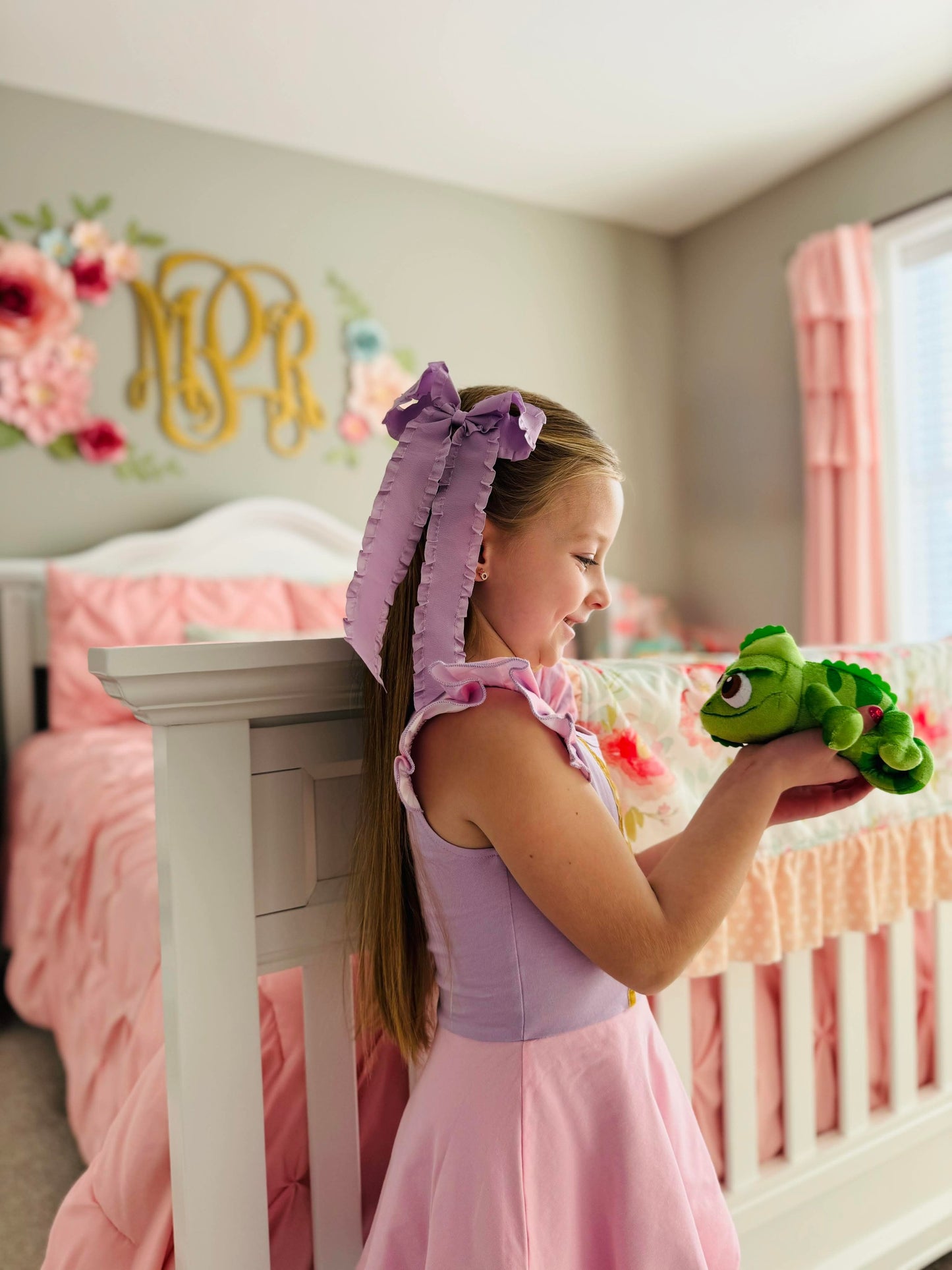 Spring Satin Ruffle Long Tail Bow