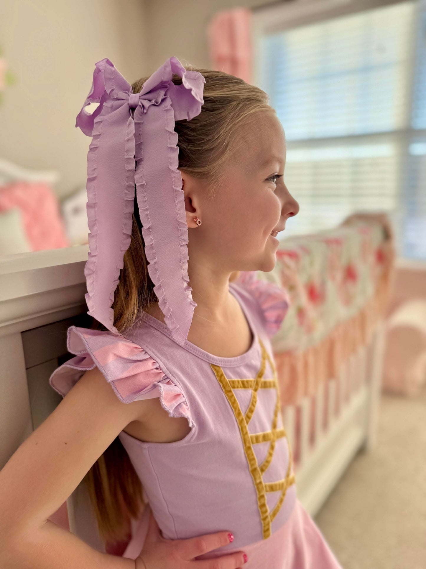 Spring Satin Ruffle Long Tail Bow