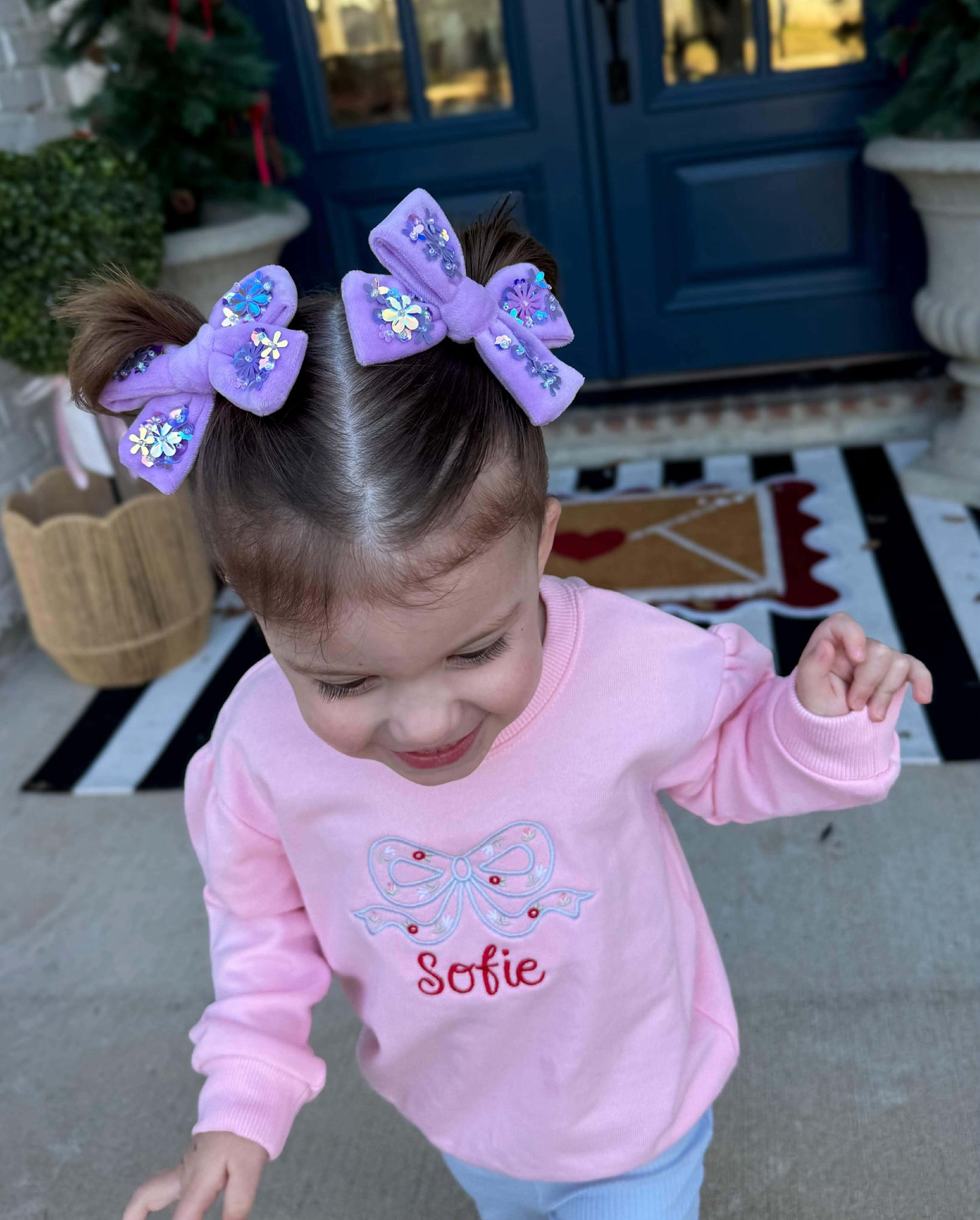 Velvet Sequin Pinwheel Bows