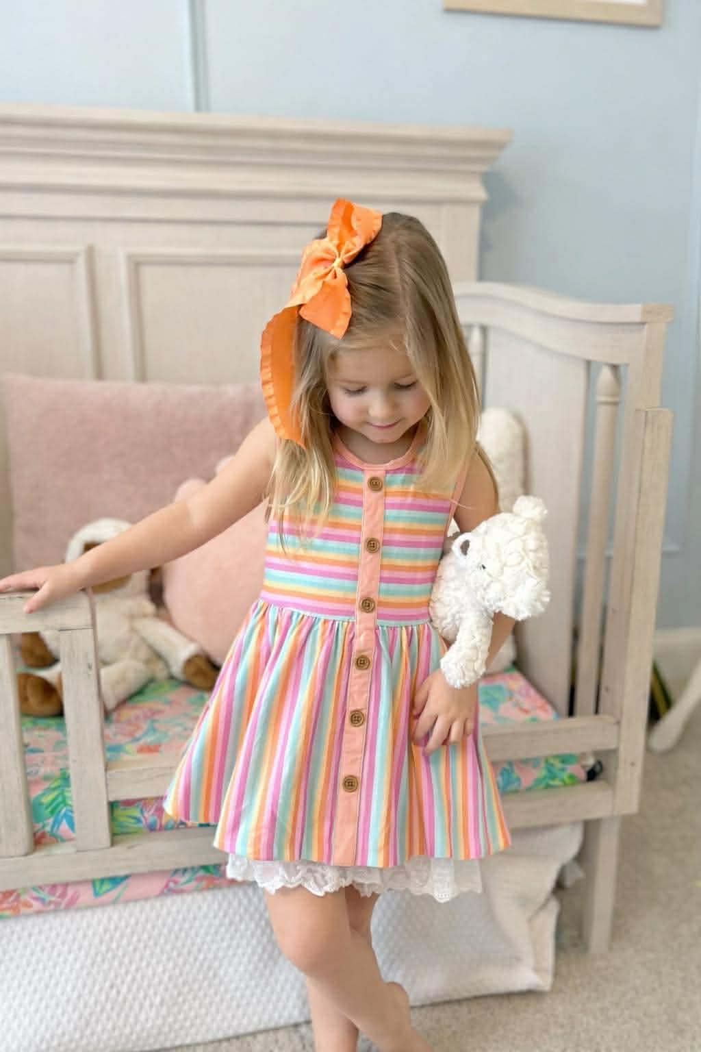 Spring Satin Ruffle Long Tail Bow