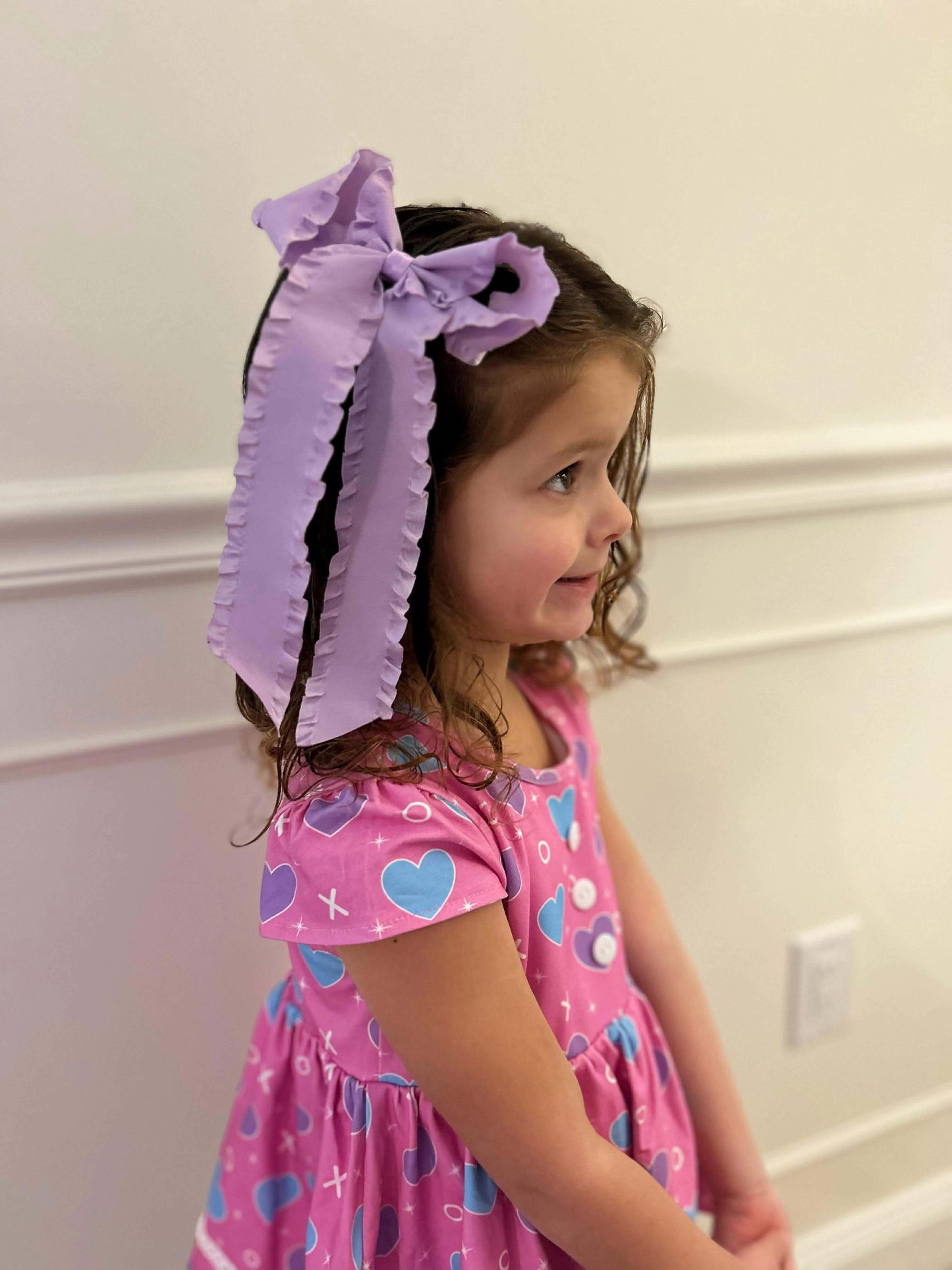 Spring Satin Ruffle Long Tail Bow