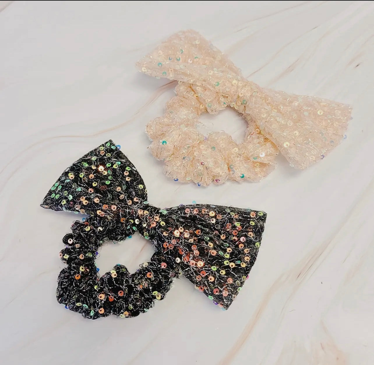 Sequin Shimmer Scrunchie Bows