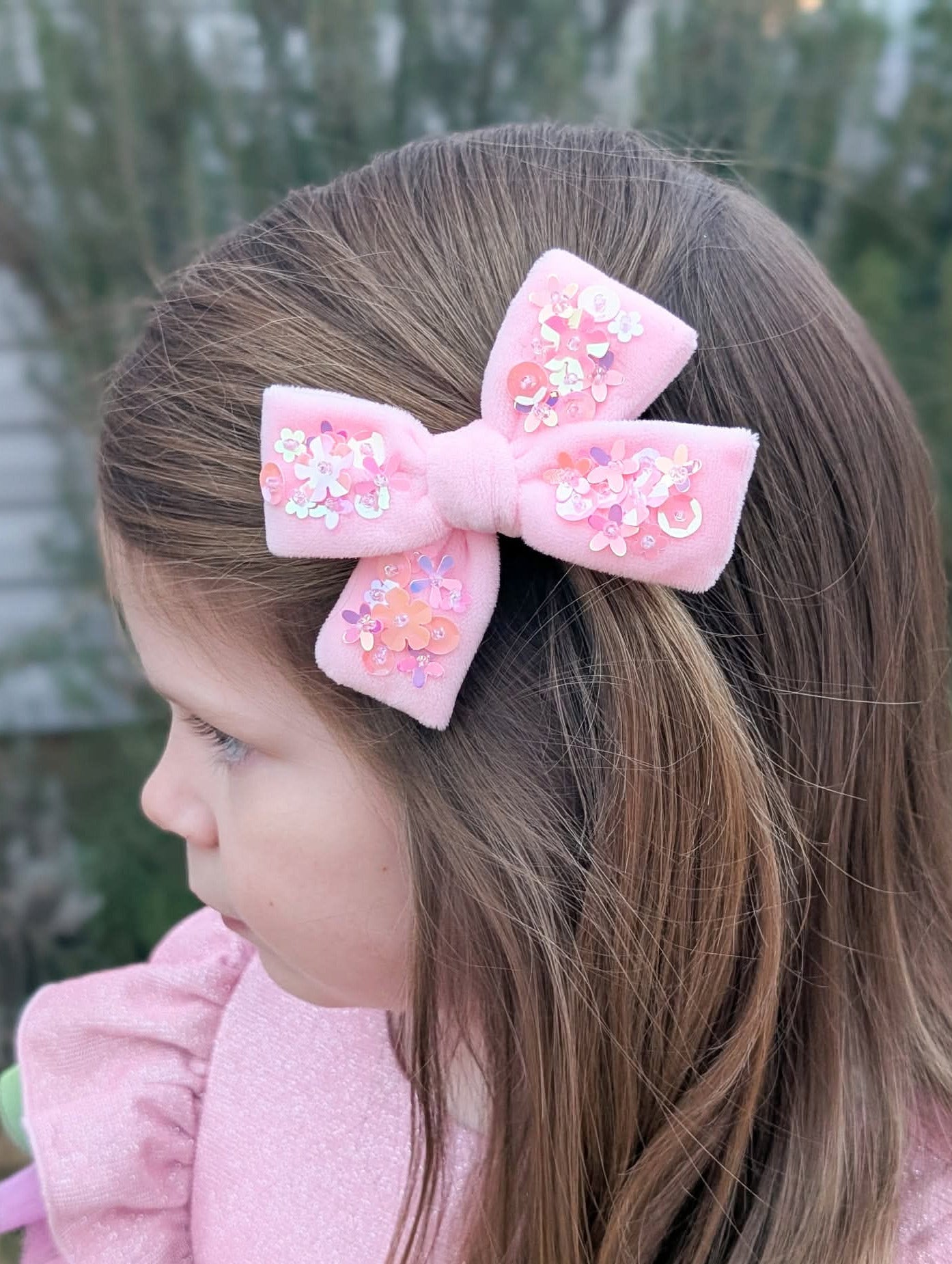 Velvet Sequin Pinwheel Bows