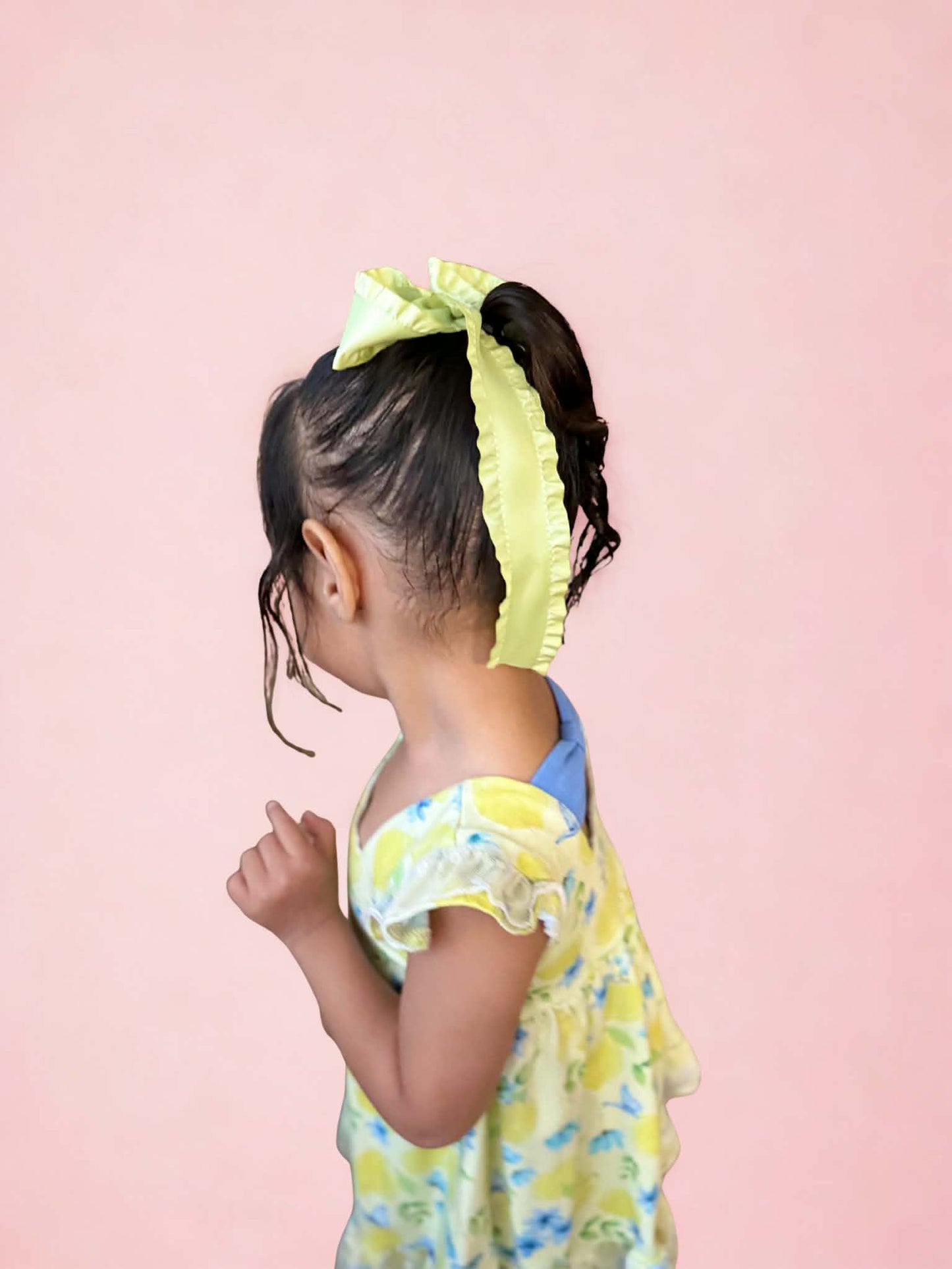 Spring Satin Ruffle Long Tail Bow
